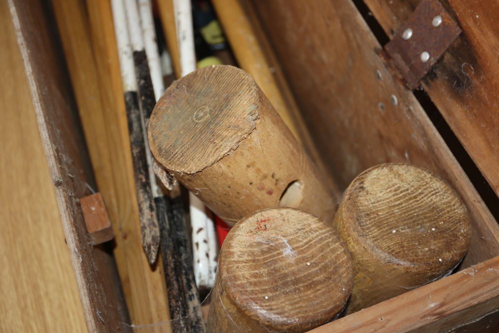 A cased croquet set